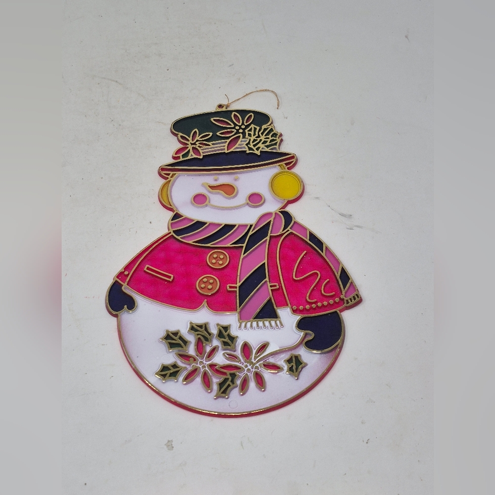 Snowman Plastic Vintage Christmas Window Suncatcher